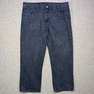 Tommy Hilfiger Black Denim Jeans Mens 42x30 Straight Leg Classic Fit Meas 42x29